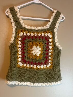 Handmade Granny Square Knit Cottagecore Sweater Vest